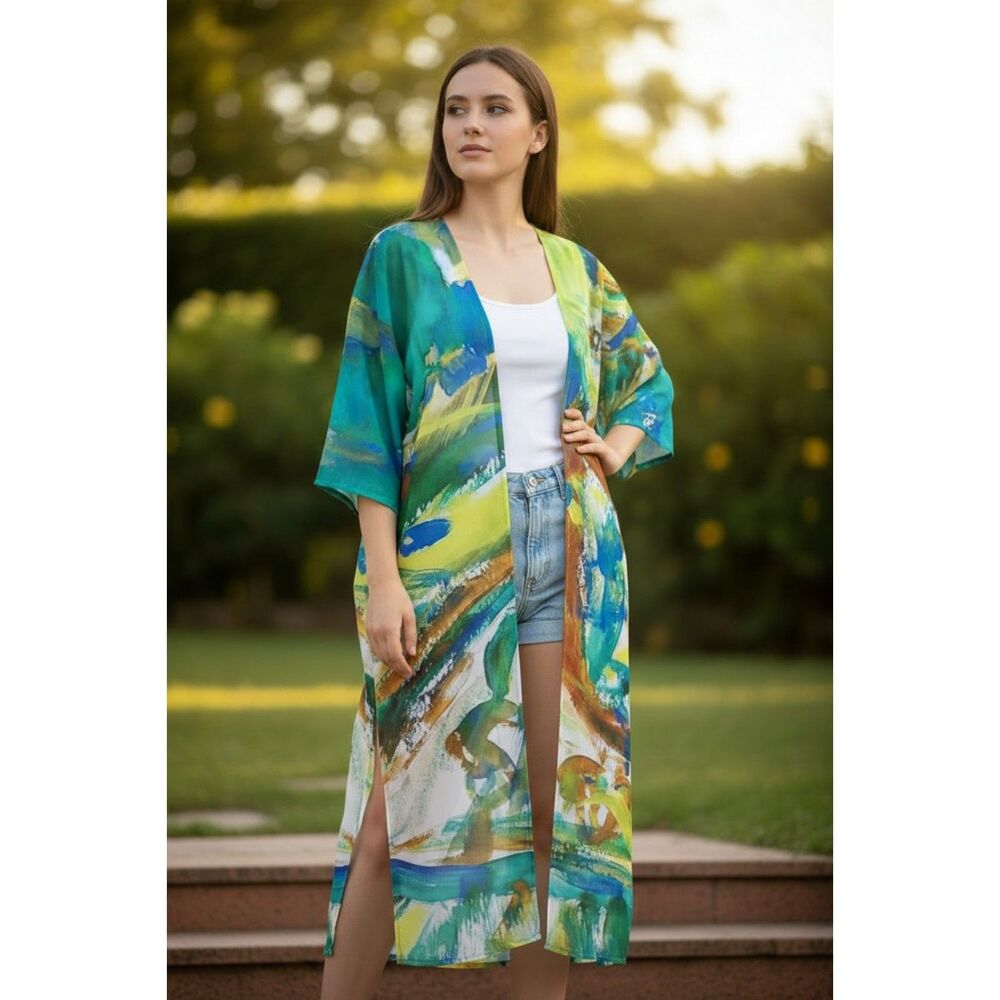 Colorful Grandma Portrait Elani Kimono | Vibrant Abstract Grandmother | Preorder